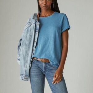 Lucky Brand Classic crew neck tee oil blue